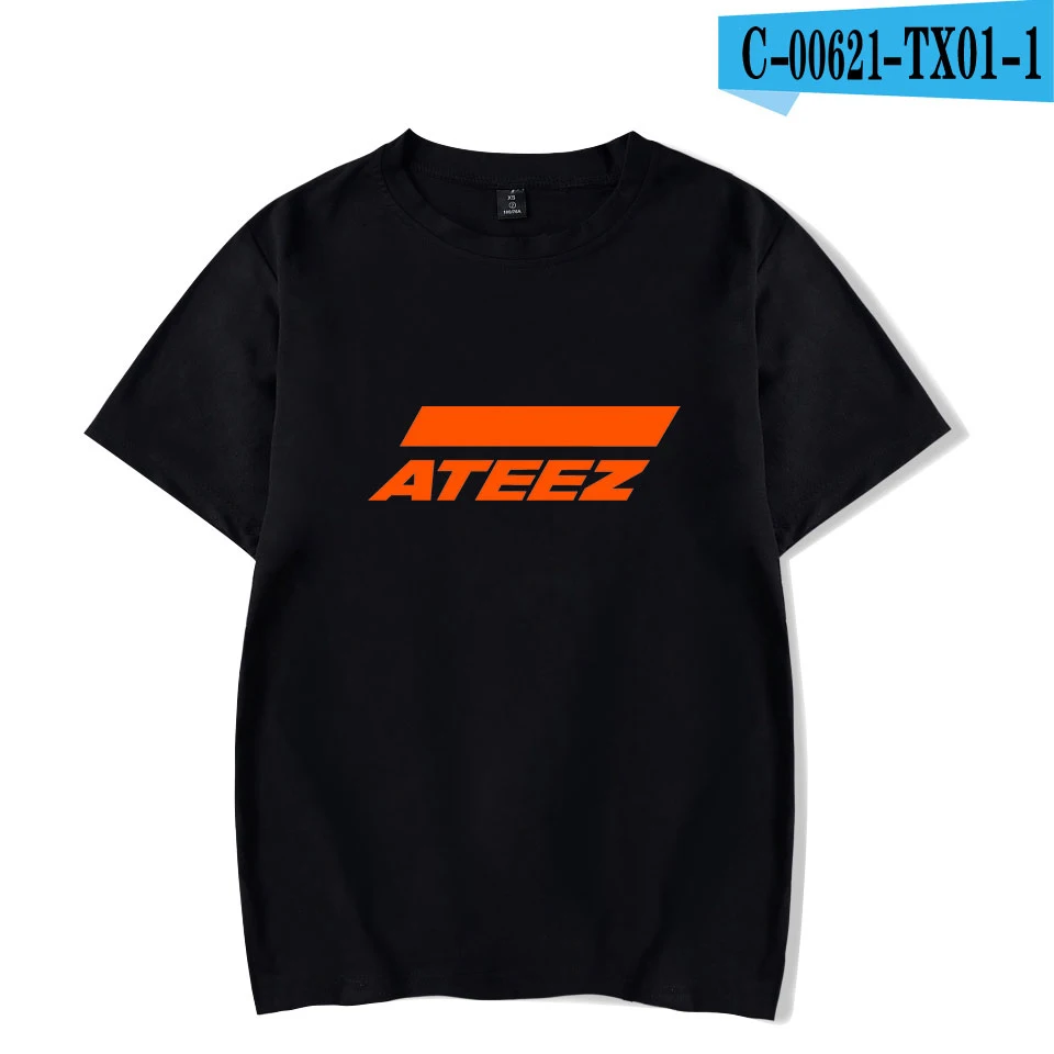 ATEEZ повседневные футболки с принтом женская и мужская одежда летняя Горячая Распродажа Топы с коротким рукавом Kpops футболки размера плюс - Цвет: Многоцветный