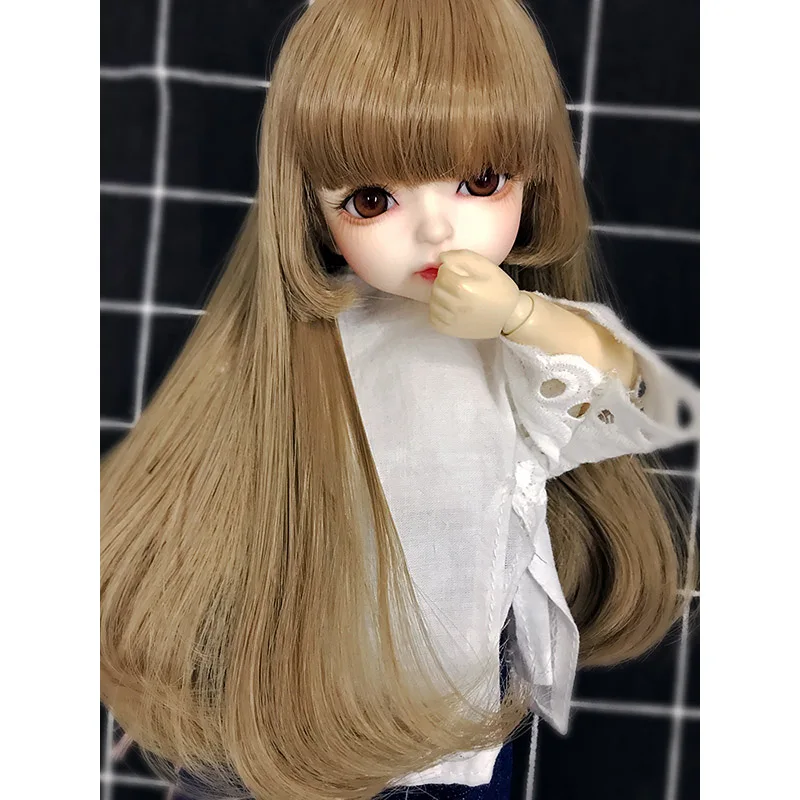 Allaosify bjd волосы 1 шт. BJD длинный парик 1/3 1/4 1/6 парик для куклы с воздушным банком прекрасный стиль легко ухаживать за 6 цветов - Цвет: 5