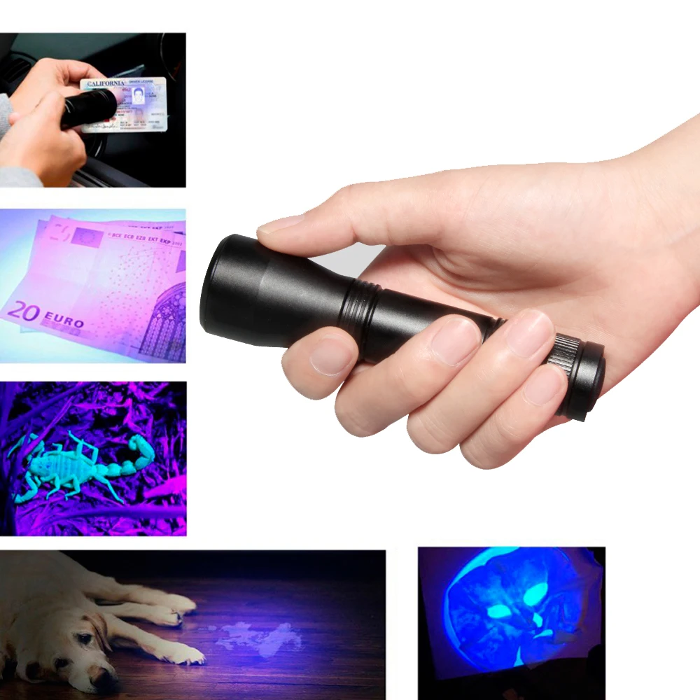 Powerful LED UV Flashlight 395nm Ultra Violet Zoomable Lamp Mini Led UV Light Torch Invisible Ink Marker EDC Use 18650 Battery images - 6