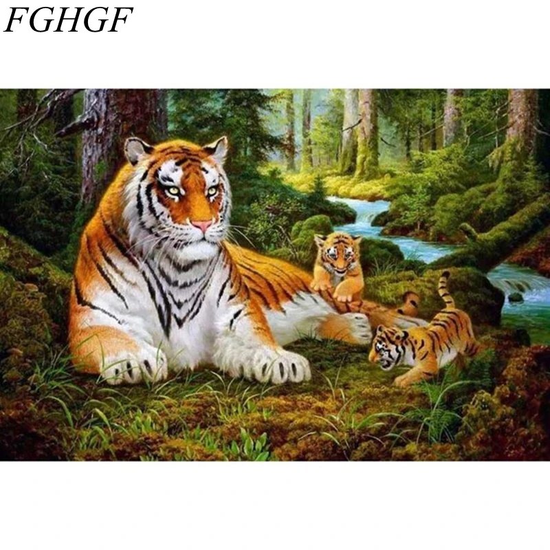 

FGHGF картина 40x50 см картины тигр DIY цифровой холст Картина маслом по номерам домашний декор для гостиной ремесло