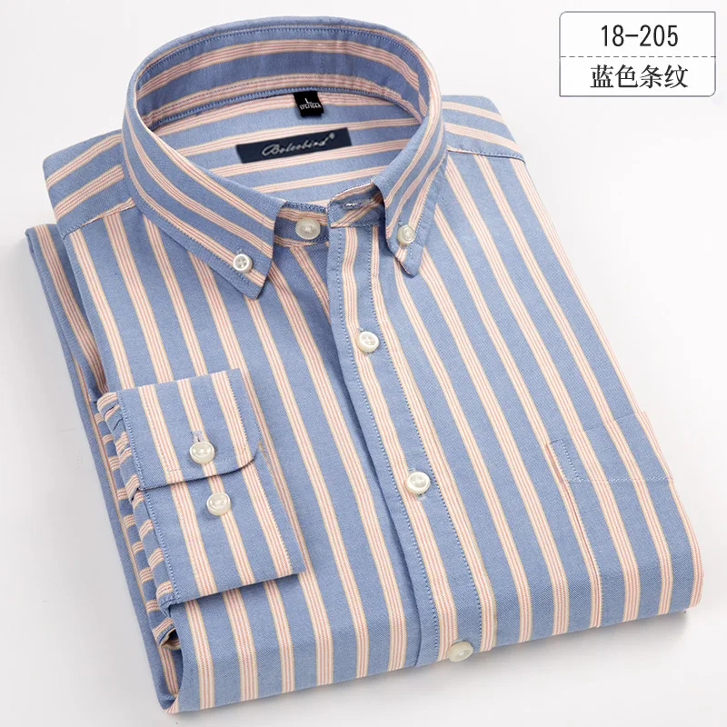 

Men Long Sleeve Shirt Mens Shirts Casual Slim Fit 100% Cotton Oxford Striped Shirt Business Mens Dress Shirts Camisa Masculina