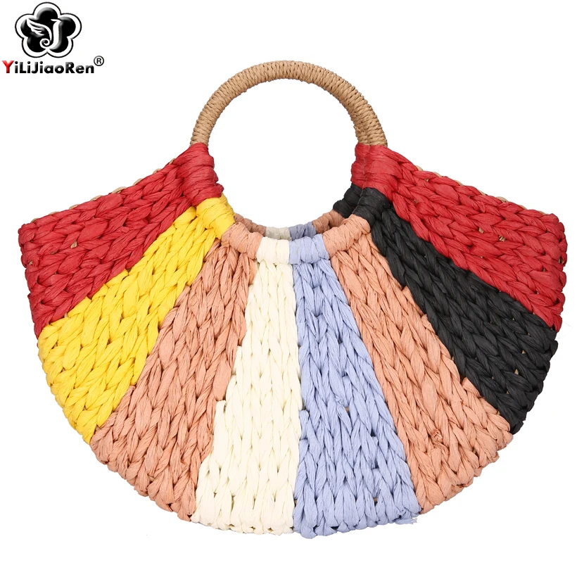 

Fashion Women Large Summer Beach Bag Handmade Rattan Woven Straw Bag Luxury Handbags Women Bags Designer Big Tote Sac A Main