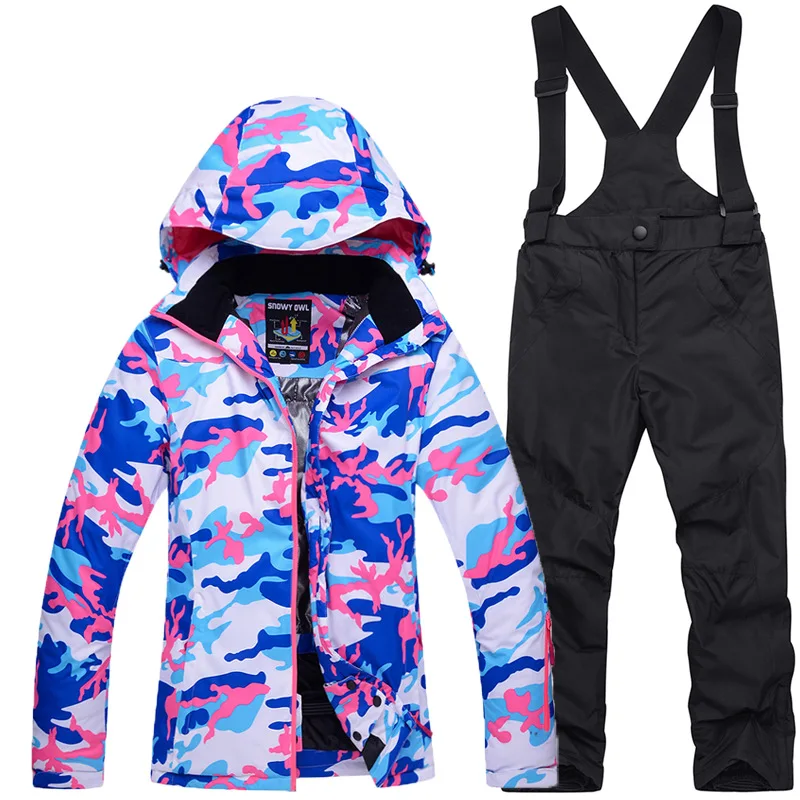 Camouflage Children's Ski Clothing Girls Suit Windproof Waterproof Warm Thickened Single Board Double Set | Детская одежда и
