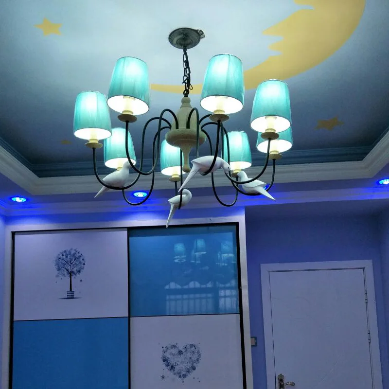 Лампа для выставочного зала Кухонный Светильник из синей ткани абажур гостиной