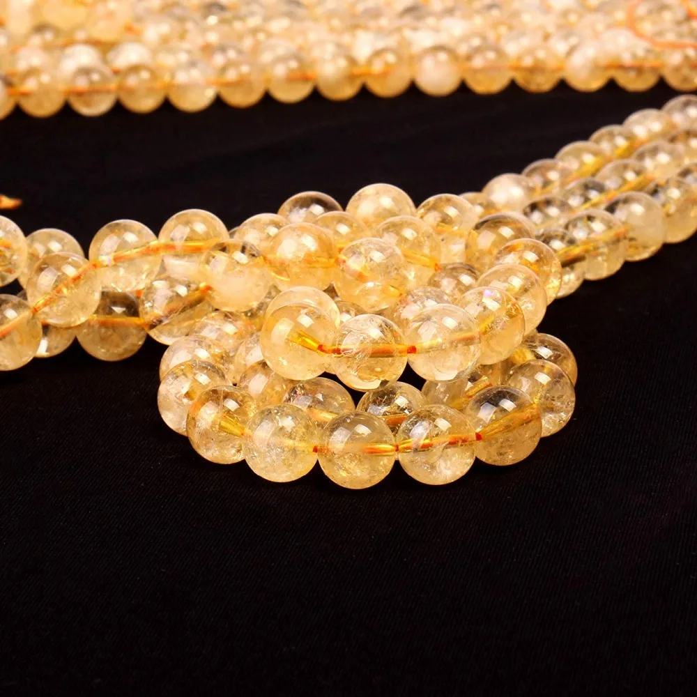 AAA + натуральный цитрина хрустальные бусины желтый кварцевый и из натурального