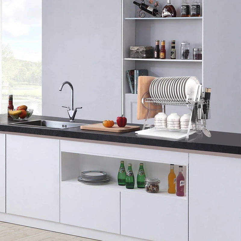 MICOE полка для посуды кухни из нержавеющей стали двухслойная посуда сушки с