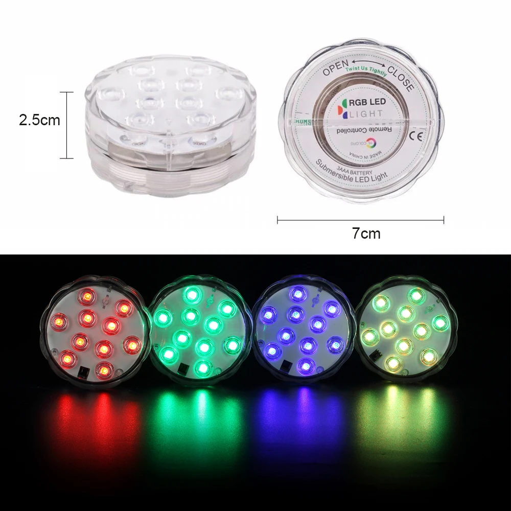 Светодиодный подводный свет водонепроницаемый IP68 RGB пульт дистанционного управления лампа с батареей для вазы аквариум бассейн вечерние украшения