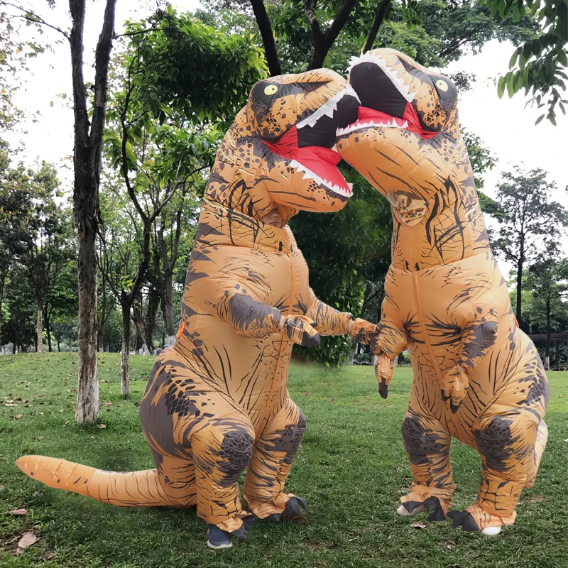 Надувной костюм T Rex для взрослых и детей косплей Хэллоуин всадник динозавр