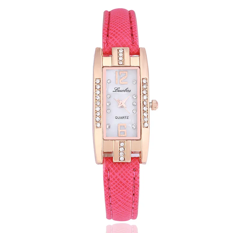 

2021 New Shell surface rectangle Watch Woman Ladies Fashion PU Leather Casual Crystal Dress Quartz Wristwatch Relogio Feminino