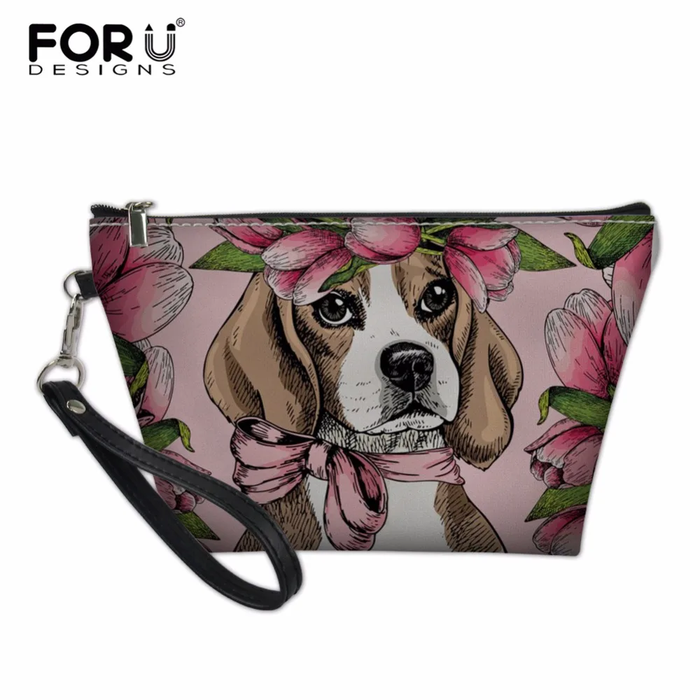 

FORUDESIGNS Women Makeup Bag Cosmetic Case Make Up Organizer Toiletry Storage Neceser Beagle 3D Printing Travel Wash Pouch 2018