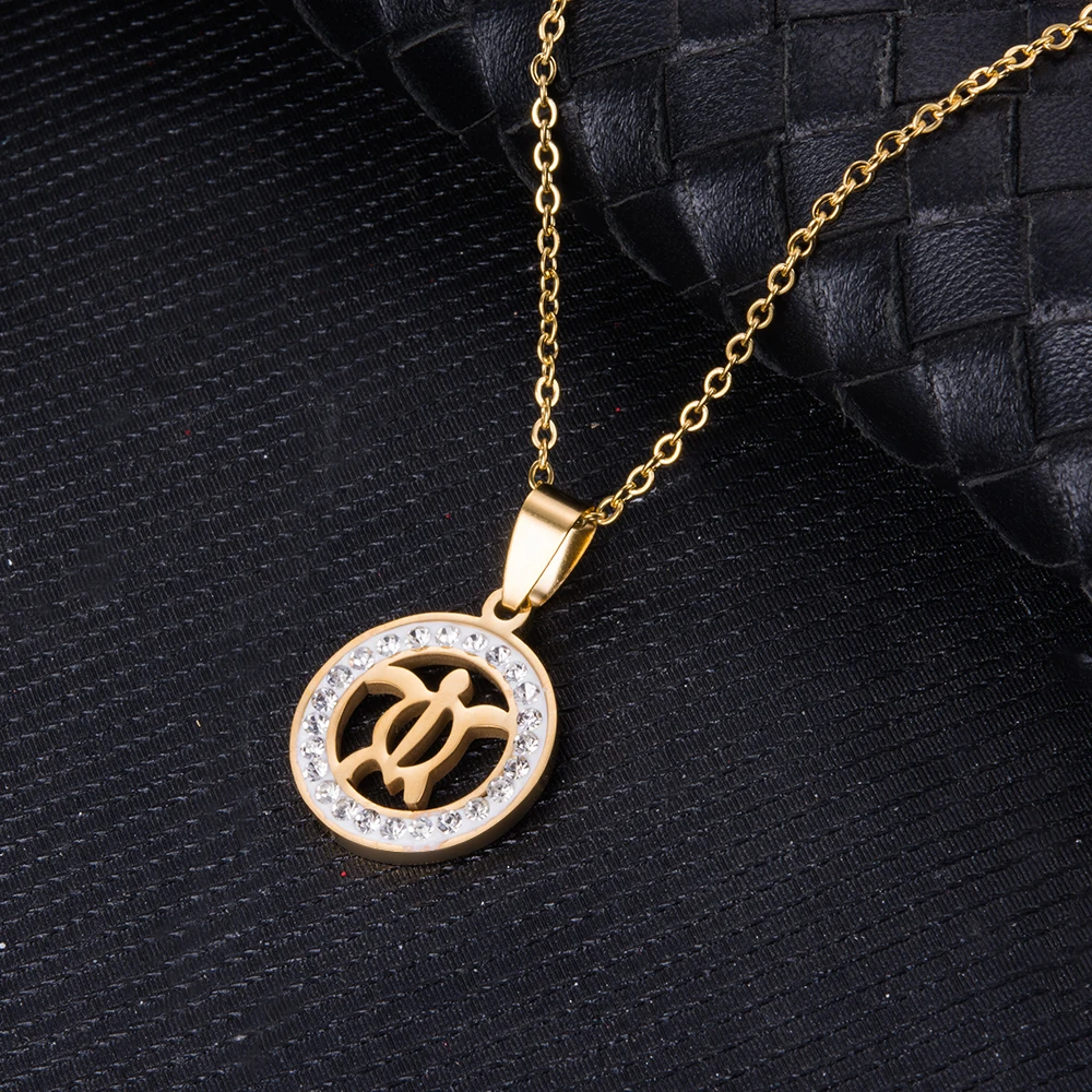 WANDO Милая черепаха долголетие амулет кулон и ожерелье из нержавеющей стали