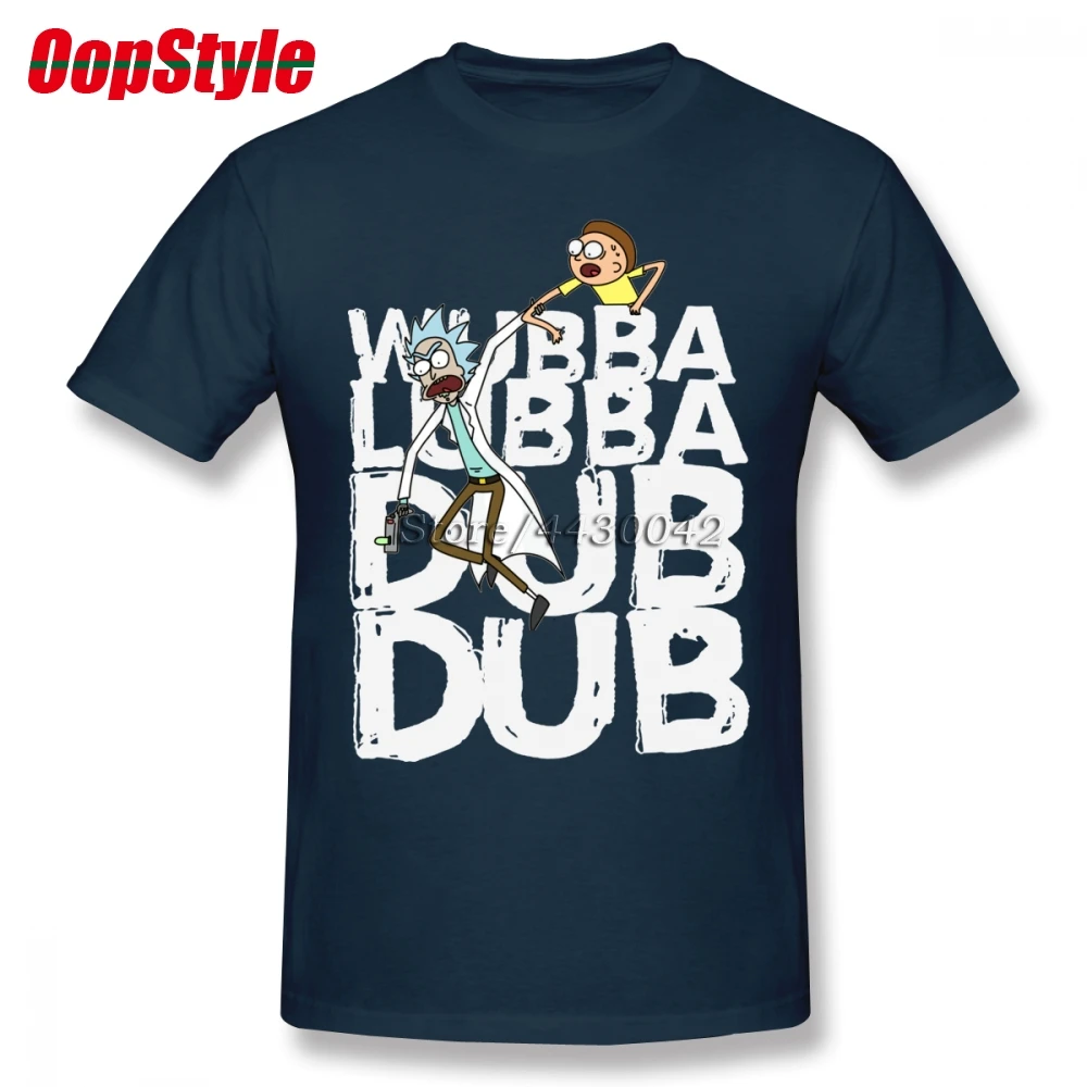 Забавная футболка Rick And Morty Wubba Lubba Dub для мужчин плюс размер хлопковая Футболка команды 4XL 5XL 6XL Camiseta - Цвет: Тёмно-синий