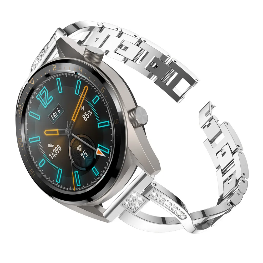 Браслет из нержавеющей стали со стразами для часов huawei Watch GT ремешок Samsung Gear S3 Frontier