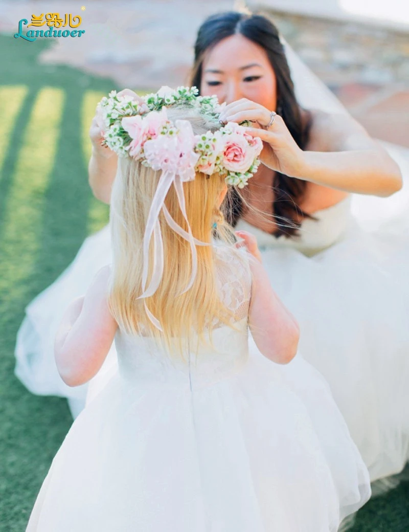 Cheap Lace Ball gown Scoop Flower Girl Dresses Knee length First Communion for Girls Vestido De Festa Free Shipping | Свадьбы и