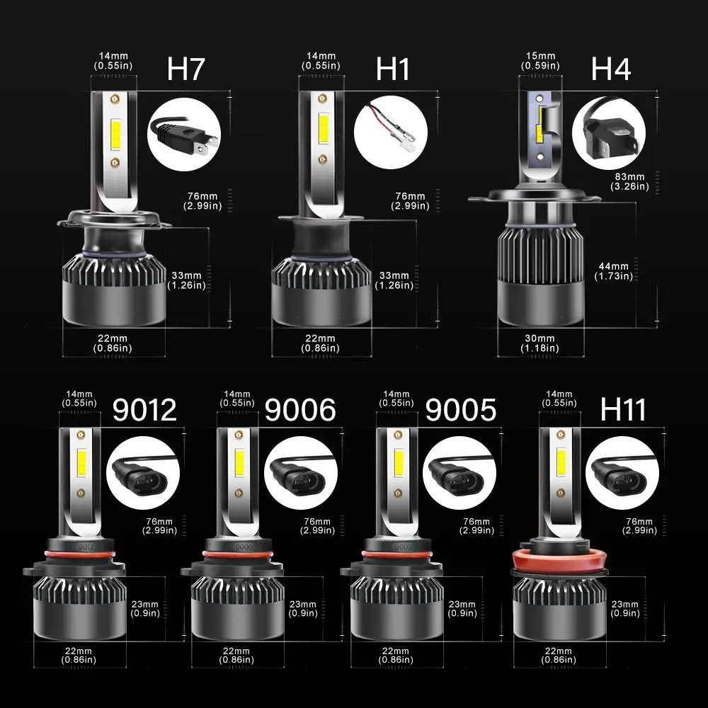 

Effort&BJ Auto Headlamp H7 CSP Light Bulb H1 H4-H/L H8 H9 H11 9005/HB3 9006/HB4 100W 10000LM 6000K G3 Car LED Headlight