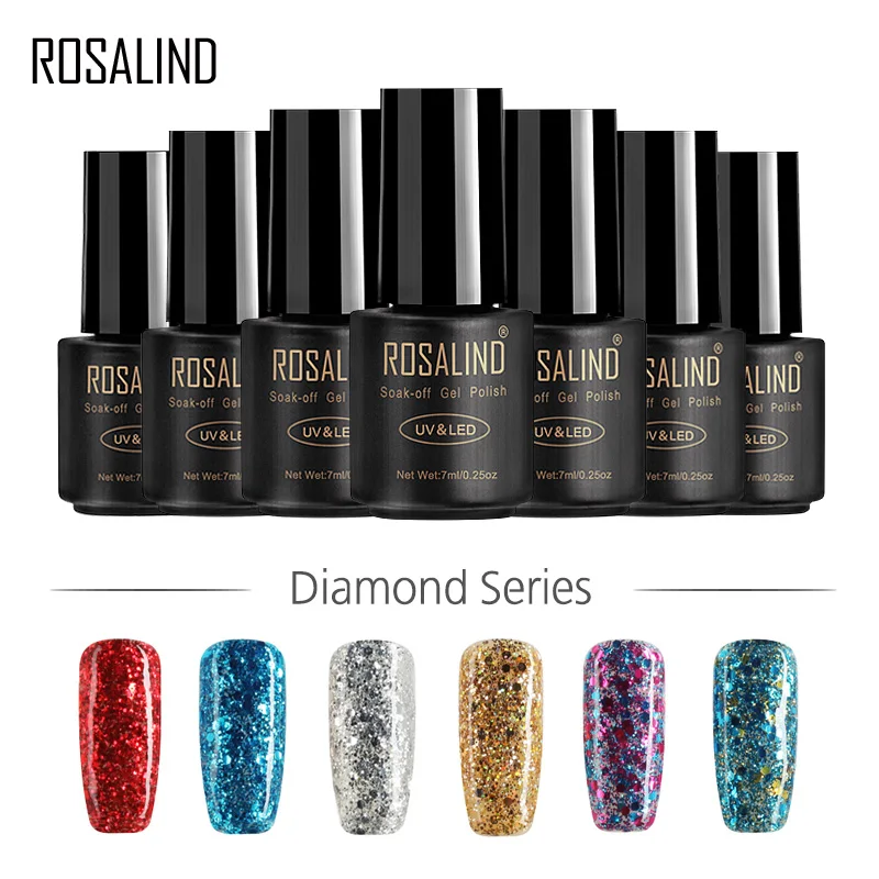 ROSALIND гель 1 S 7 мл W31 50 бриллиантовый Гель лак с блестками для ногтей УФ