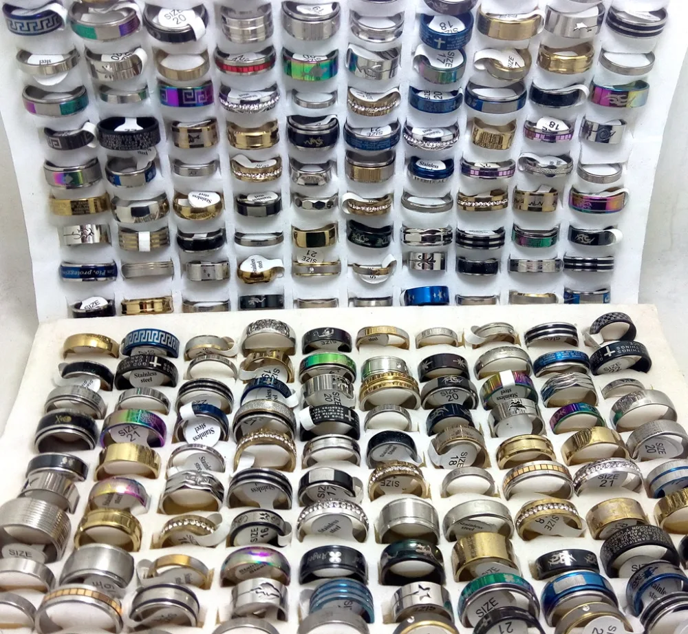 Оптовая продажа оптом 100 шт для мужчин и женщин моды пара колец из нержавеющей