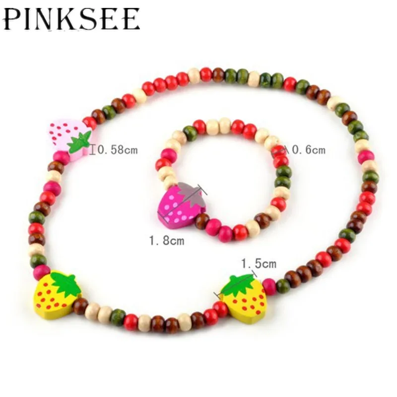 PINKSEE/модные деревянные бусины в форме сердца с милой улыбкой для девочек, браслет, детский набор украшений, аксессуары