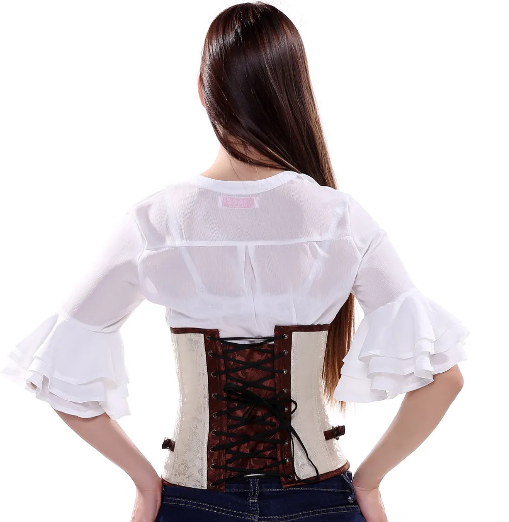 

Spiral Steel Boned Underbust Corset Sexy Gothic Steampunk Waist Trainer Bustier clubwear Jacquard S-2XL