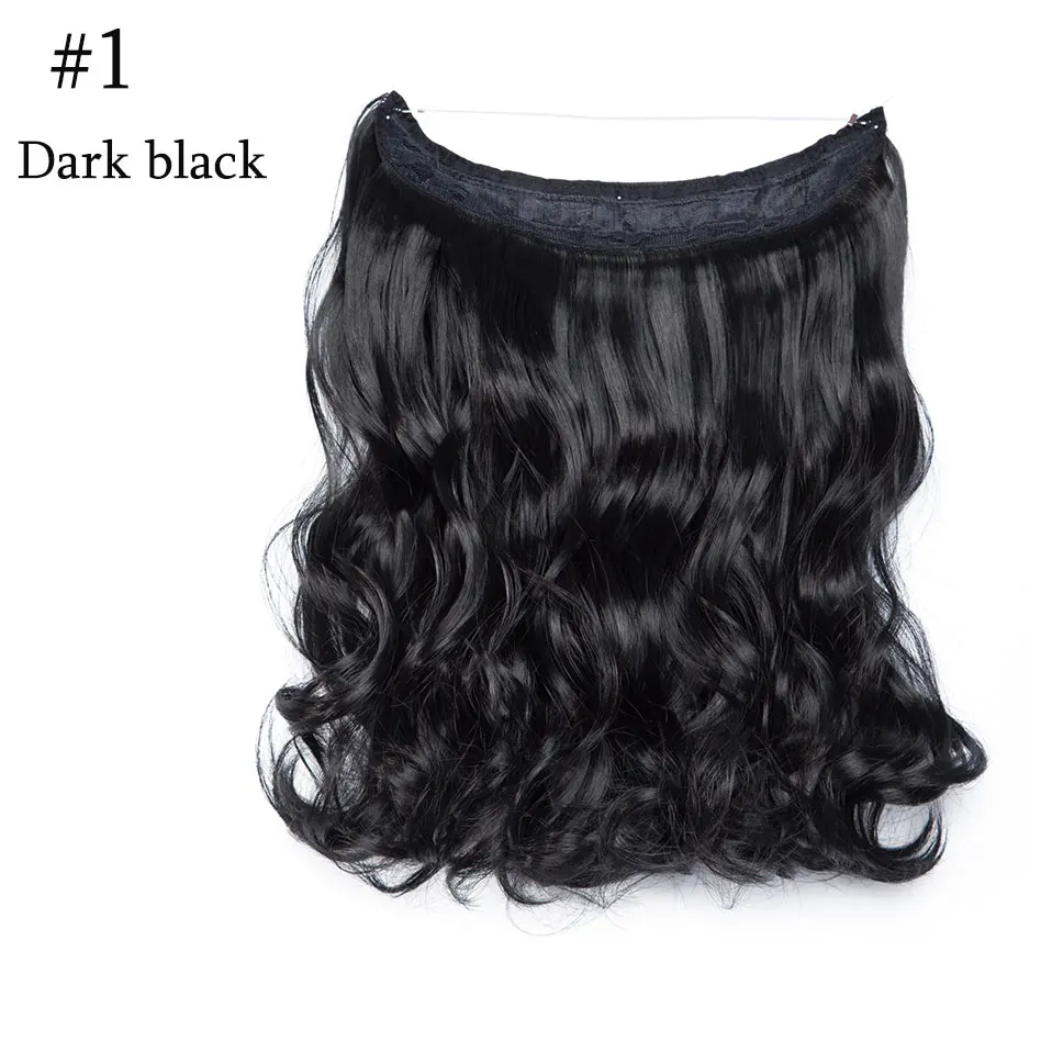 dark black SNOILITE, 16 дюймов, невидимая проволока, без зажимов, для наращивания волос, секретная Рыбная линия, шиньоны, шелковистые, прямые, настоящие, натуральные, синтетические - Цвет: dark black