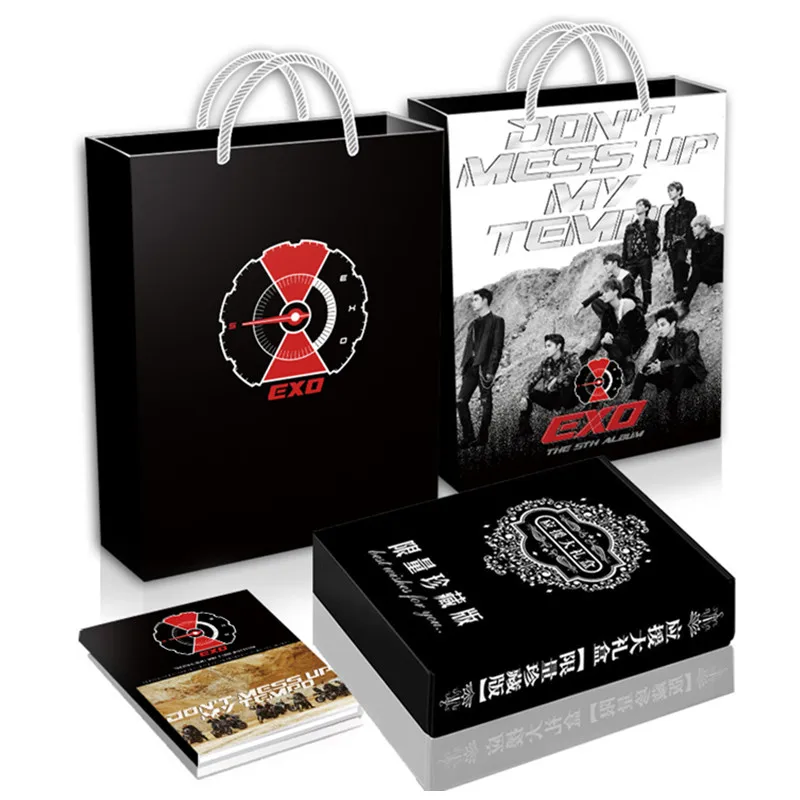 [MYKPOP] EXO роскошный подарочный набор CD+ открытка+ Фотокнига+ держатель для фотографий+ нагрудник+ браслет+ закладки+ наклейки+ бумажный пакет SA18110706