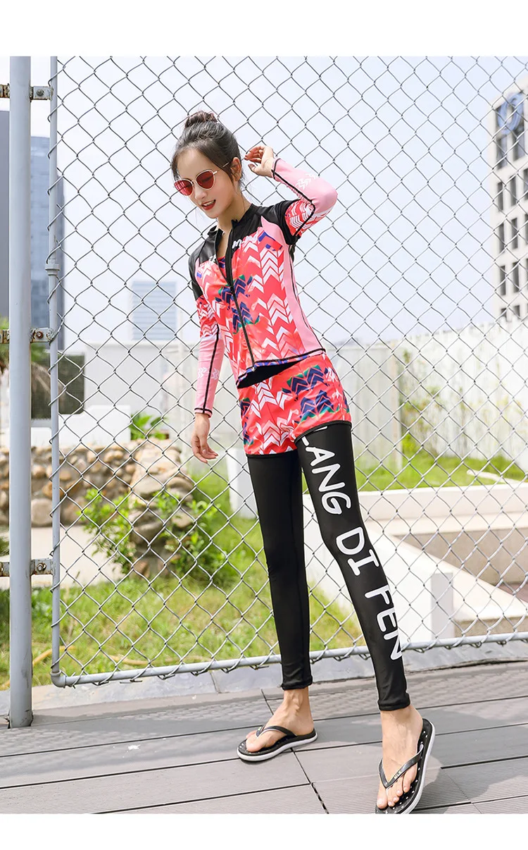 Подростковый купальник Rashguard купальный костюм для женщин с длинным рукавом Plavky купальники полный раздельный танкини больших размеров