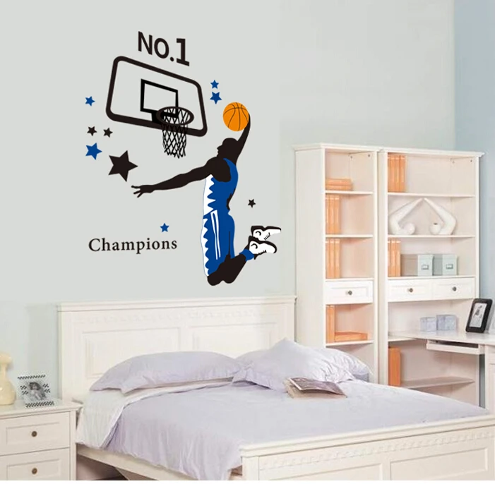 Баскетбол чемпионы Данк мастер Спорт Мальчики искусство наклейки на стену