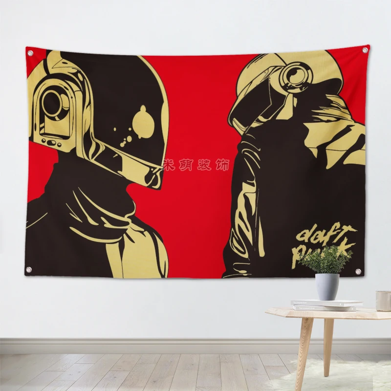 

DAFTPUNK Rock Band Poster Banners Bar Cafe Hotel Theme Wall Decoration Hanging Art Waterproof Cloth Polyester Fabric Flags