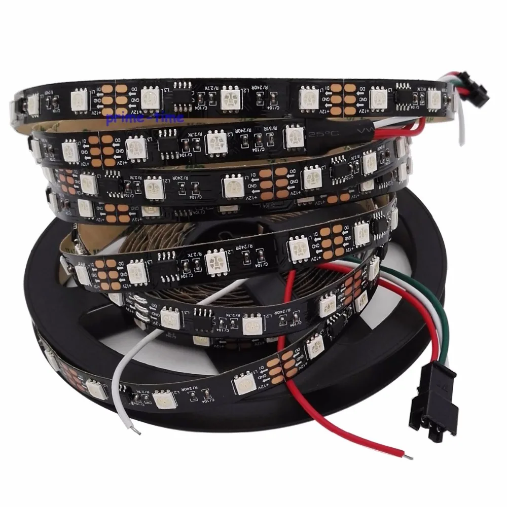 5 м WS2811 12В 48leds/m ws2811 ic led цифровая полоса черная PCB Адресуемая Dream color не