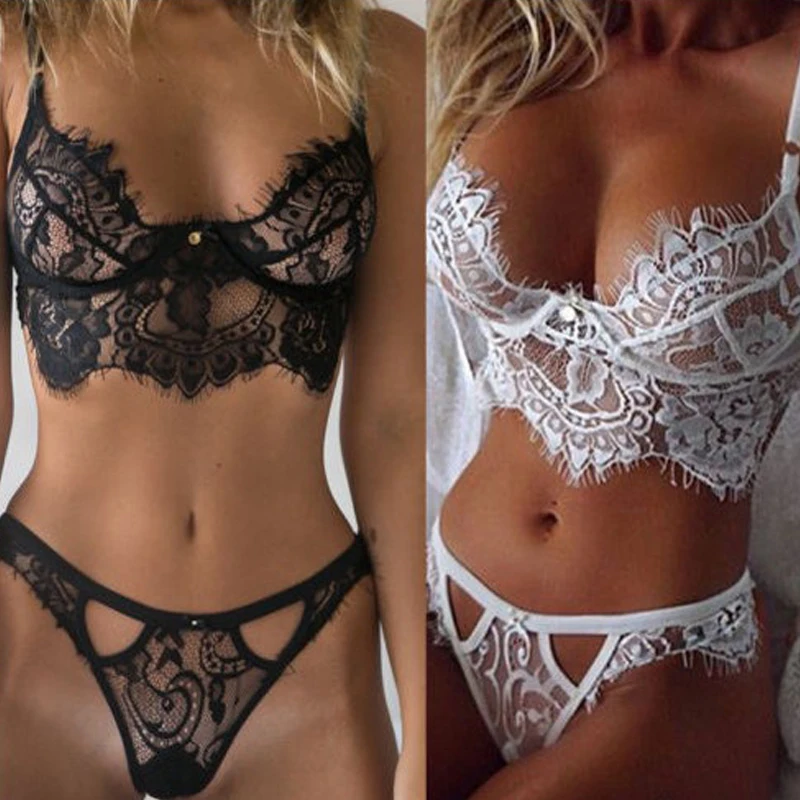 Кружевной сексуальный комплект с бюстгальтером, S-XXL, простое нижнее белье, три точки, Babydoll, ресницы, сексуальное раздельное белье, ночное белье, комплект одежды для сна