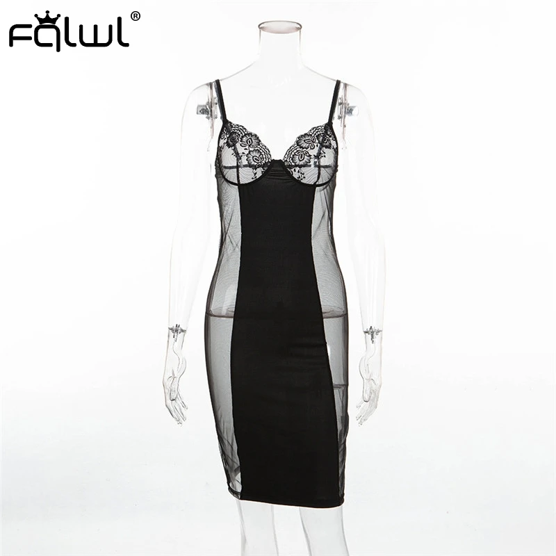 Женское прозрачное атласное Сетчатое платье FQLWL Летнее мини-платье с v-образным