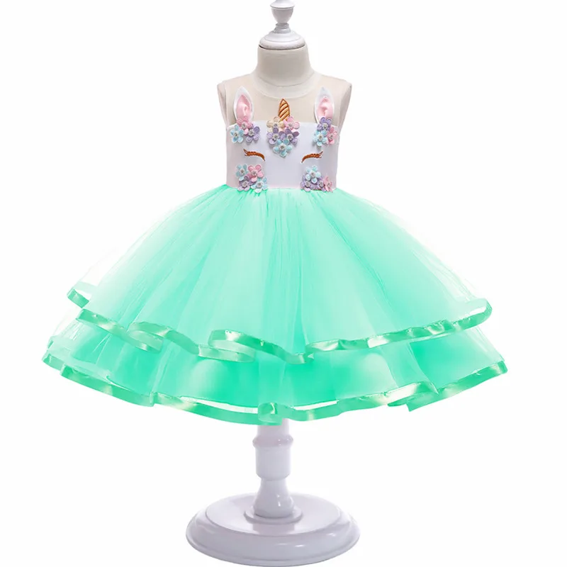 Only Dress Для маленьких девочек с цветочным узором для девочек с единорогом; платье-пачка принцессы; платье для дня рождения; модное платье для вечеринки Рождественская одежда костюм единорога - Цвет: Only Dress