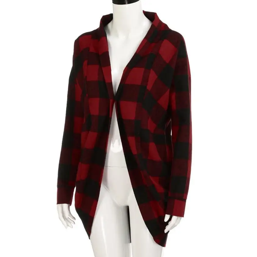 Женские куртки CHAMSGEND женские длинные осенние Необычные решетки печати дамы