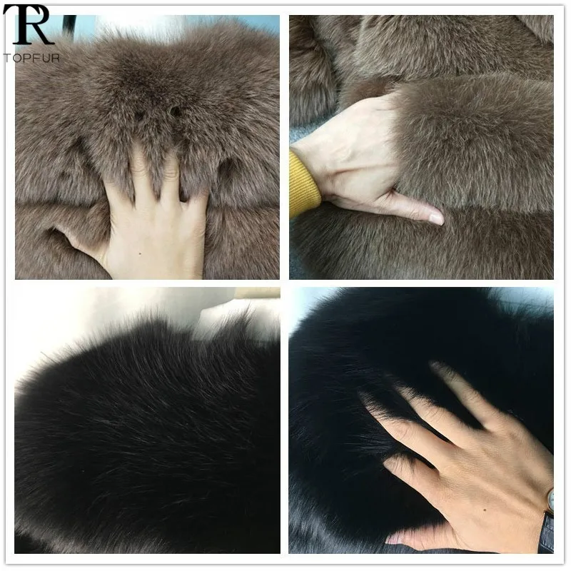 Женское короткое зимнее пальто Topfur куртка из натурального Лисьего меха верхняя