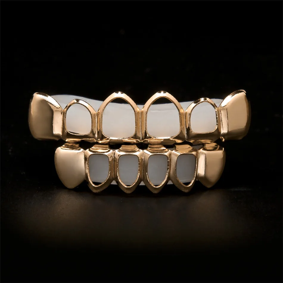 UWIN хип-хоп Custom Fit золотые зубы вампира четыре открытые лица грили для рта набор