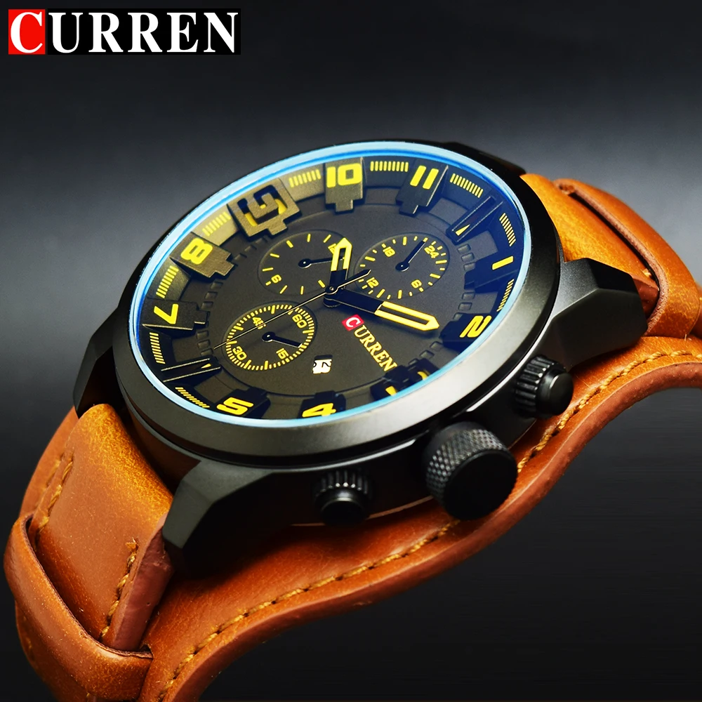 CURREN Модные мужские часы серые Аналоговые спортивные Relogio Masculino армейские военные