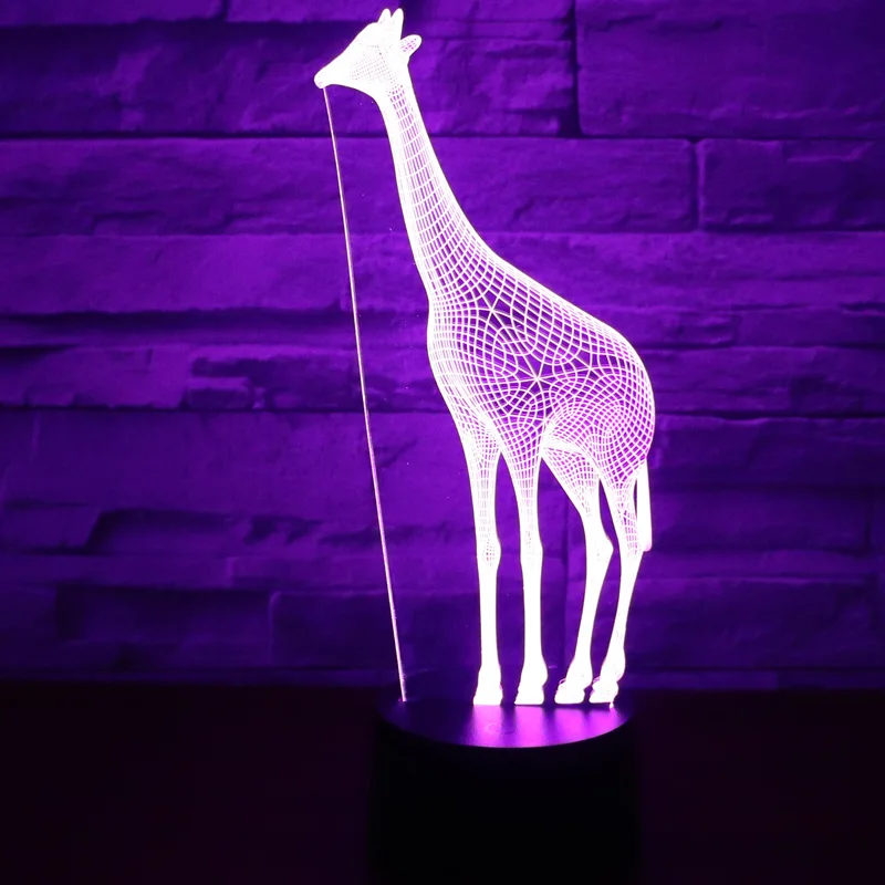 3D LED ночник Жираф Олень с 7 видов цветов свет для украшения дома лампа