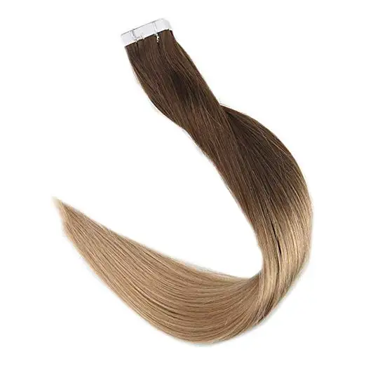4T27 Full Shine Tape in Hair Extensions 50 Gram Glue On Hair Balayage Color Machine Remy Human Hair Extensions Invisible Hair Tapes - Цвет: 4T27