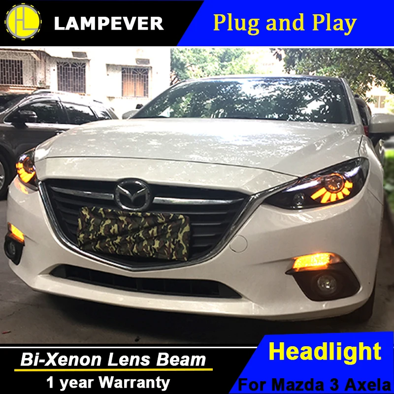 Lampever Стайлинг светодиодный ная фара для Mazda 3 Axela фары 2015 2016 Mazda3 Биксеноновая ные DRL