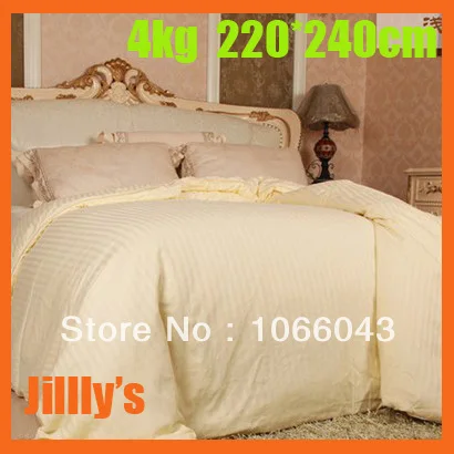 

4kg Size 220*240cm Premium 100% Silk Comforter Used in Spring and Autumn / Single or Double 100% Cotton Handmade Quilt