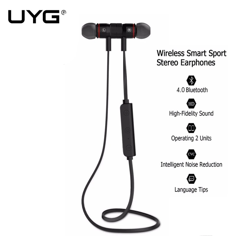 Uyg m9 bluetooth 4.0 беспроводной спорт стерео шумоподавления наушники встроенный