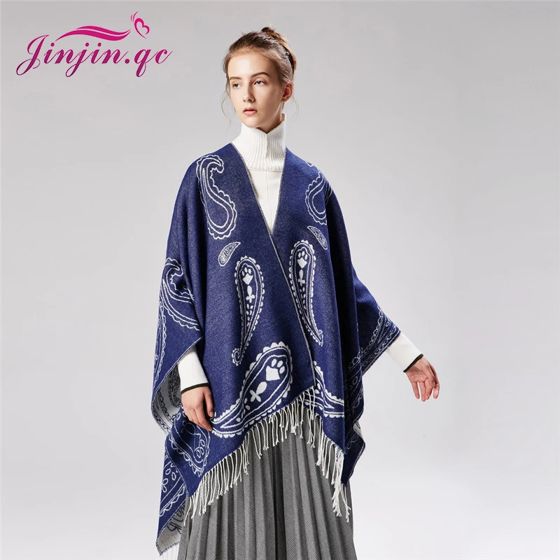 

Jinjin.QC 2019 Cashew Print Fashion Poncho Women Ponchos and Capes Echarpe Foulard Femme Pashmina and Cape Drop Shipping