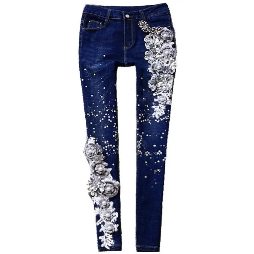 Весна Осень 2020 женские джинсы с вышивкой в стиле ретро Модные узкие брюки