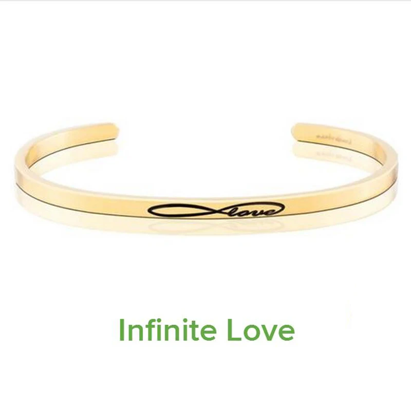 Серебряный/Золотой нежный Браслет манжета с надписью Бесконечная любовь