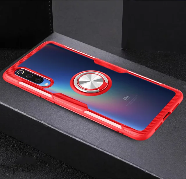 red Xiaomi mi 9 чехол, мягкий силиконовый бампер, прозрачная задняя крышка для xiaomi mi 9, магнитный автомобильный держатель, кольцо для xiaomi mi 9 SE чехол s m9 - Цвет: red