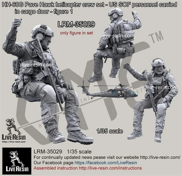 Живая Смола LRM 35028 1/35 HH 60G Pave Hawk вертолет набор команды 5|Наборы для сборки моделей| |