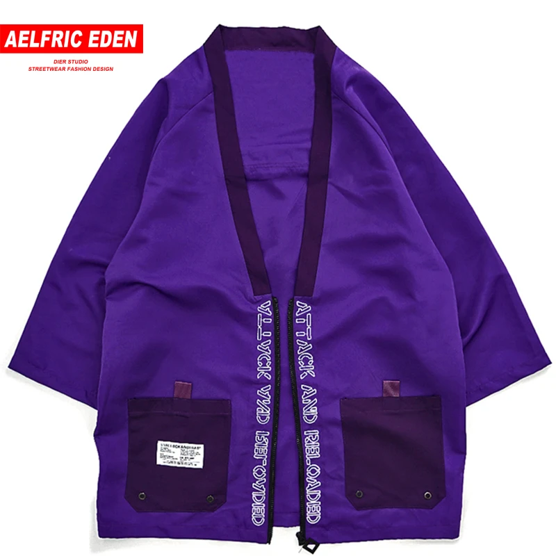 Aelfric Eden куртки типа кимоно Для мужчин женщин мода уличная письмо патч дизайн