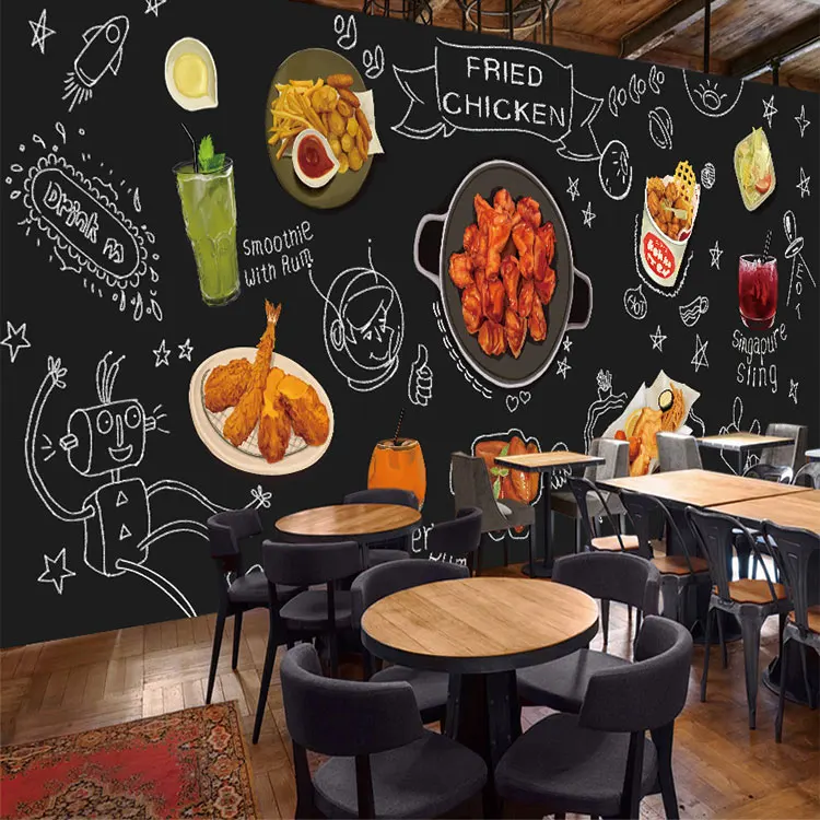 3d Роспись на заказ мультяшная Корейская кухня жареная еда фотообои для магазина