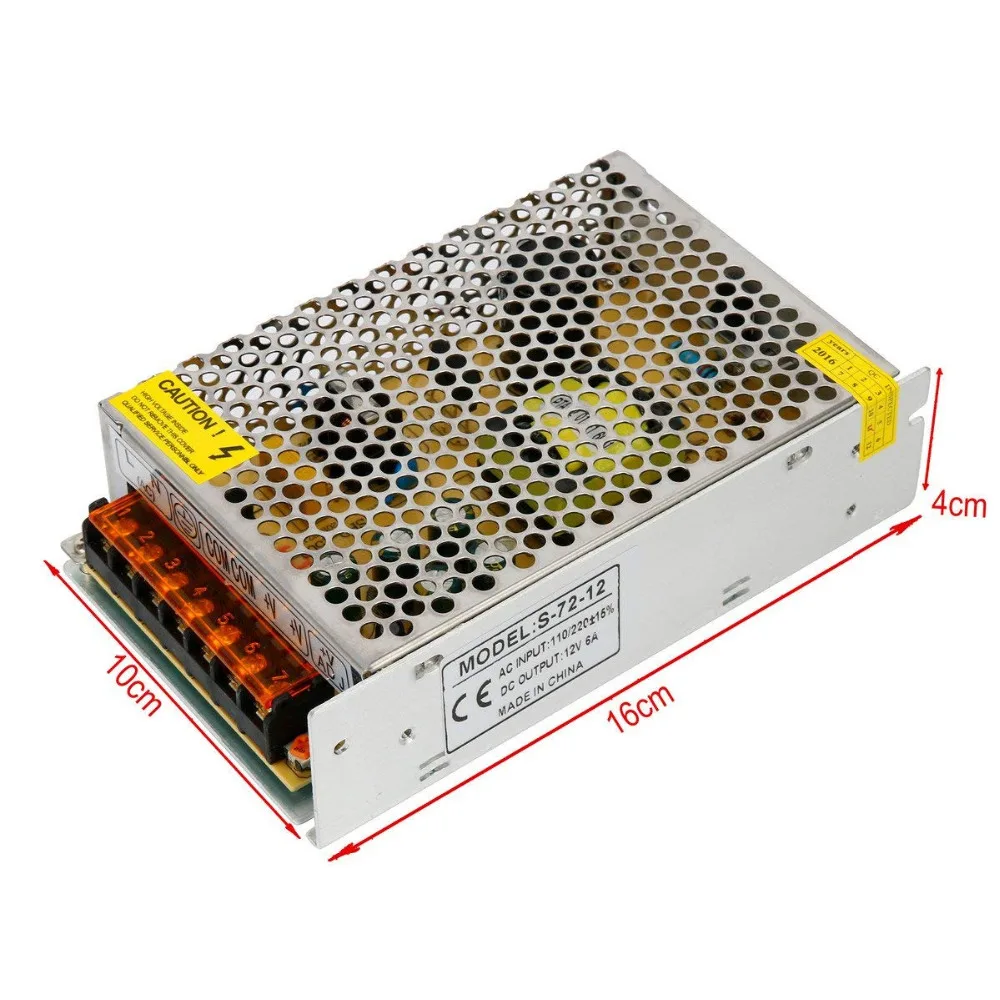 AC110V/220 В к DC12V 6A 72 Вт переключатель Питание драйвер для Светодиодный