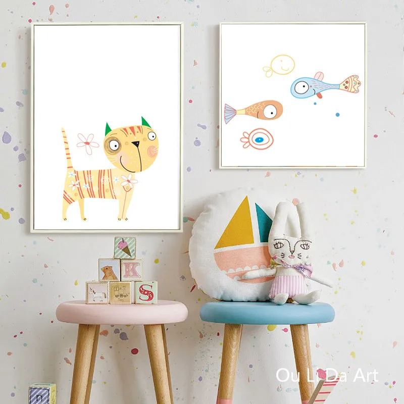 Картина без рамки с изображением желтой кошки|oil painting|decorative picturescanvas prints |